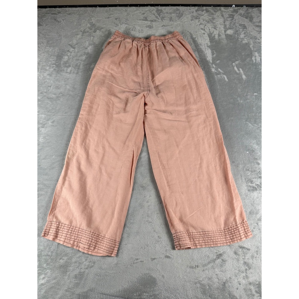 Zara Wide Leg Pants Womens S Pink Linen Blend Boho Coastal Beachy Trousers New - Picture 2 of 9